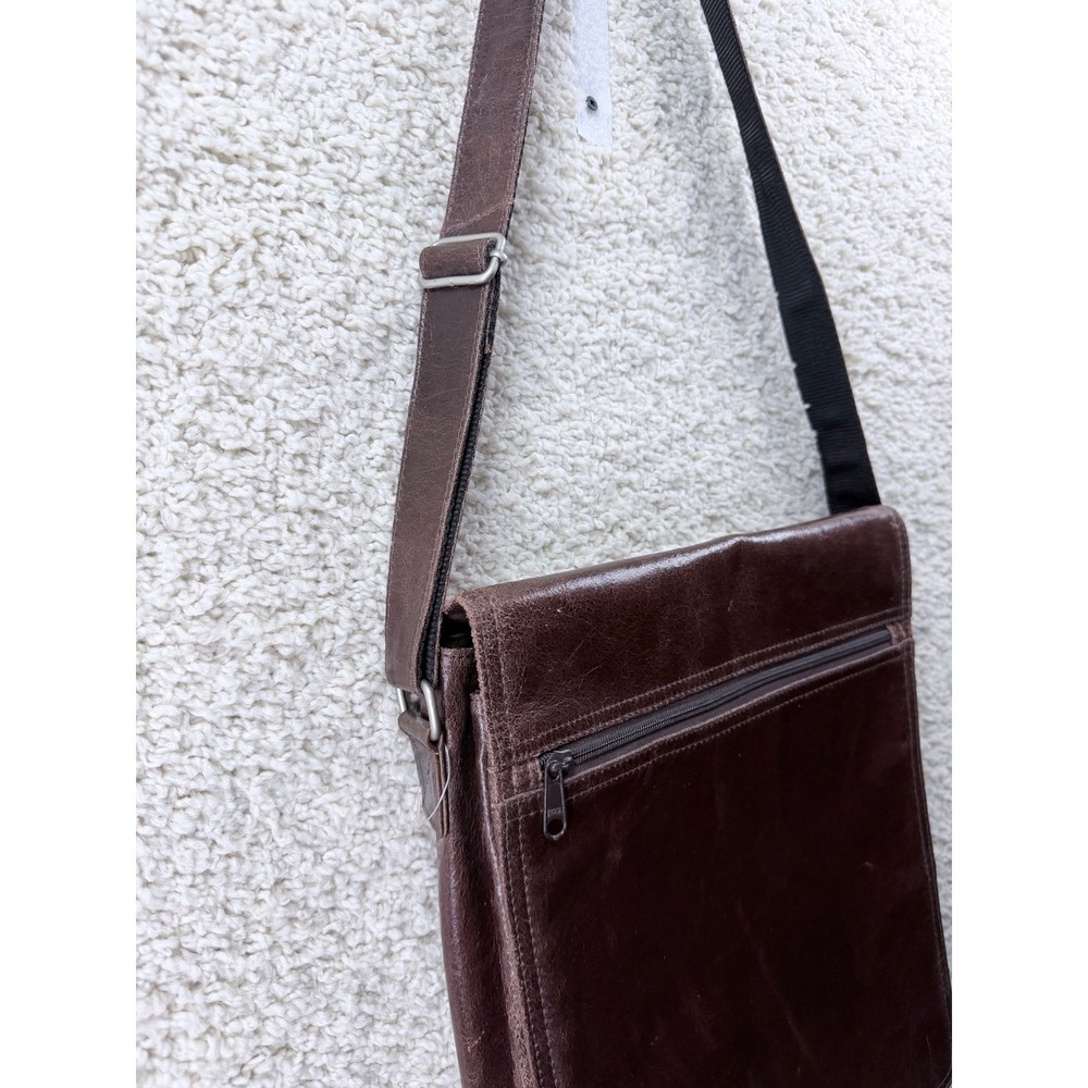 Wilsons Leather Messenger Bag Mens OS Brown Crossbody Laptop Work Bag - Picture 10 of 14